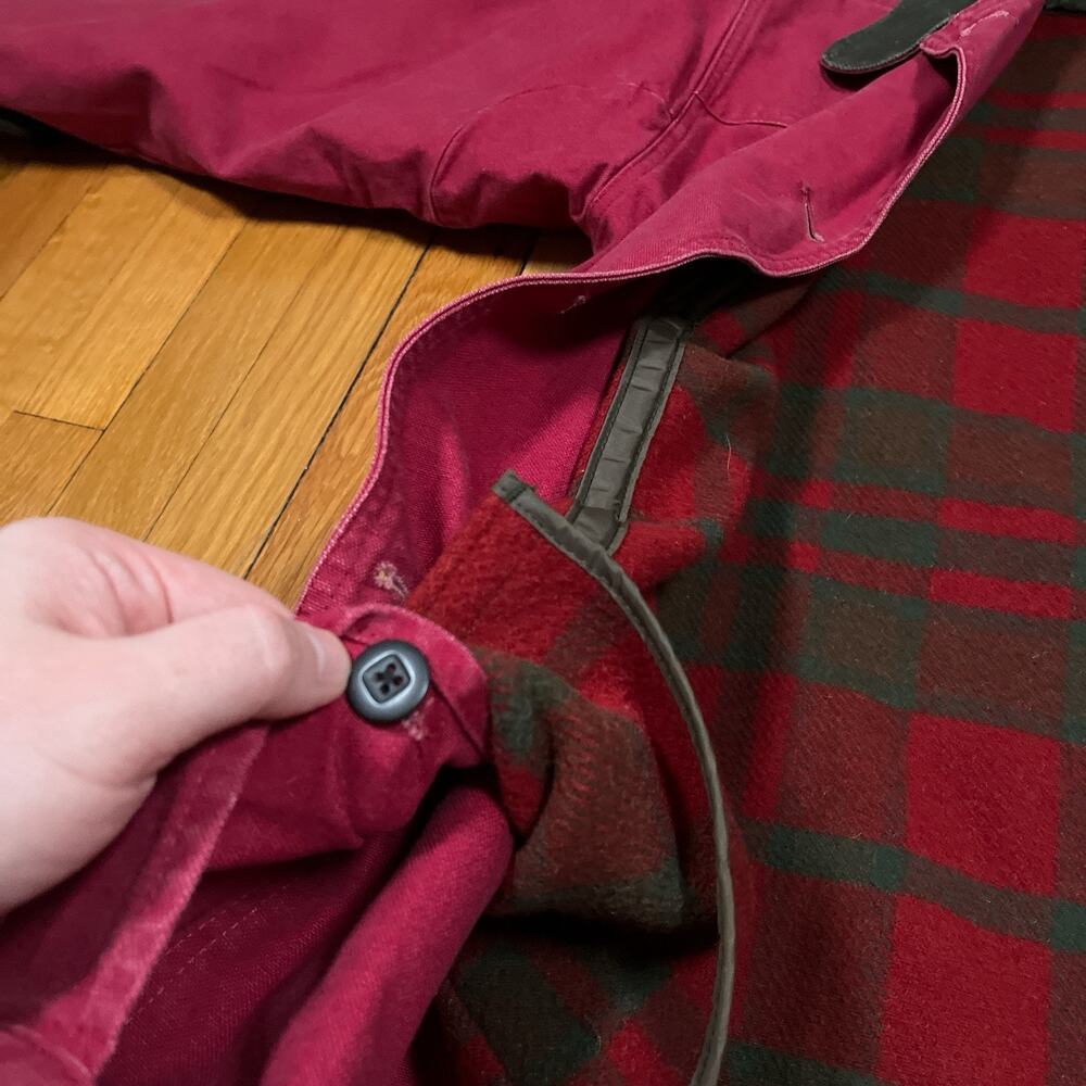 Womens Vintage LL Bean Chore Barn Coat T540 Red Made in USA Removable Wool Liner - Picture 5 of 15